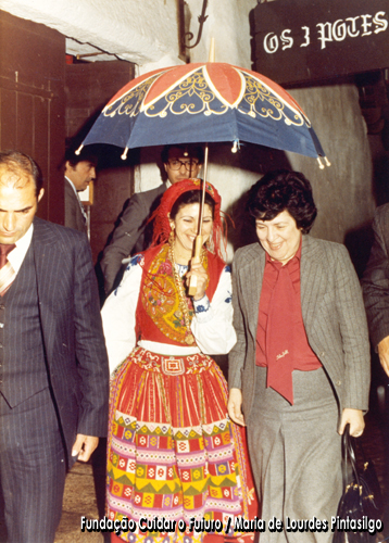 Maria de Lourdes Pintasilgo durante uma visita de trabalho a Viana do Castelo